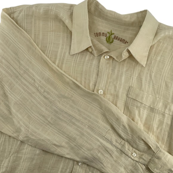 Tommy Bahama XL Linen Shirt Mens Long Sleeve Beige Button Up Casual - Picture 1 of 6